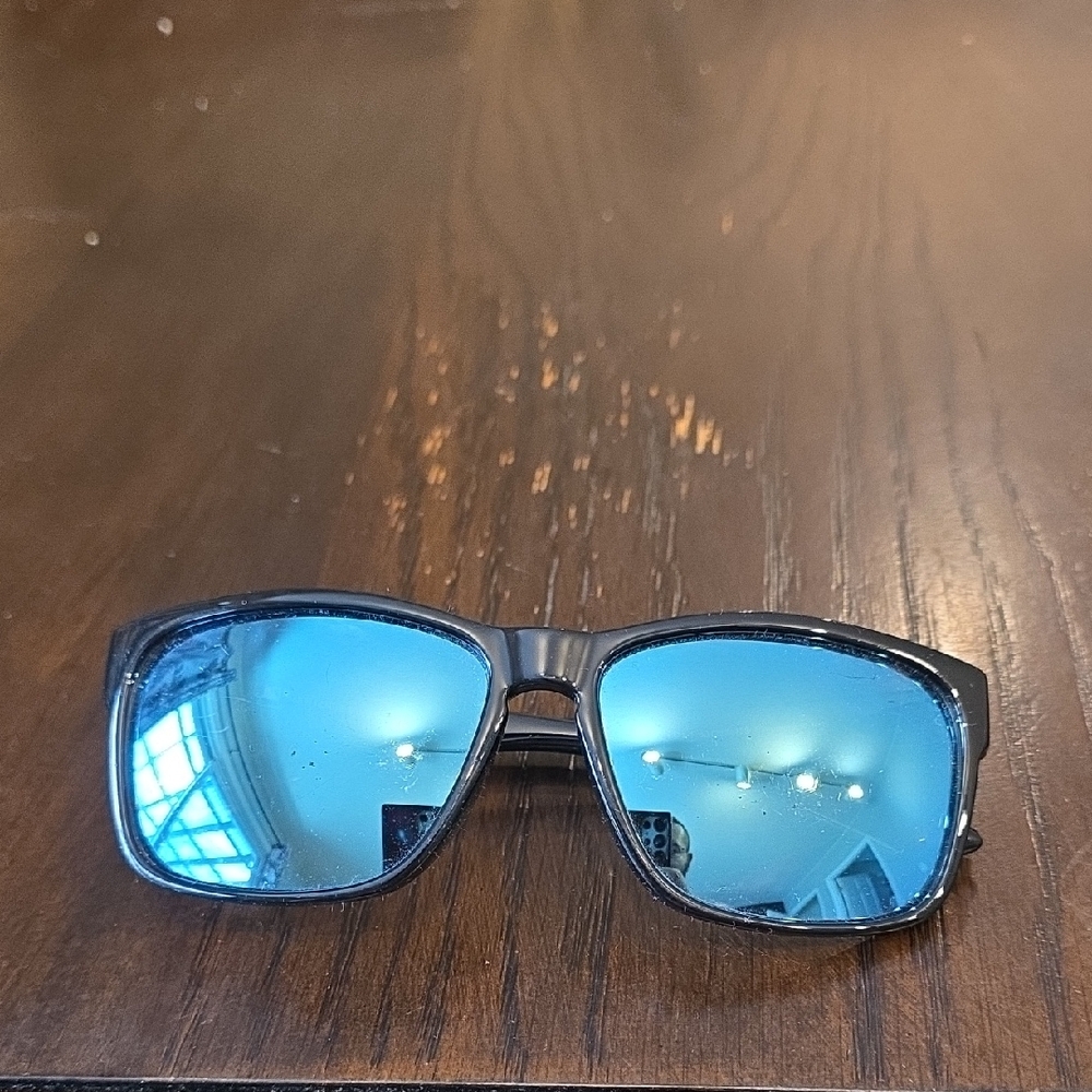 MLB Branded Black Sunglasses with Reflective Blue Lenses